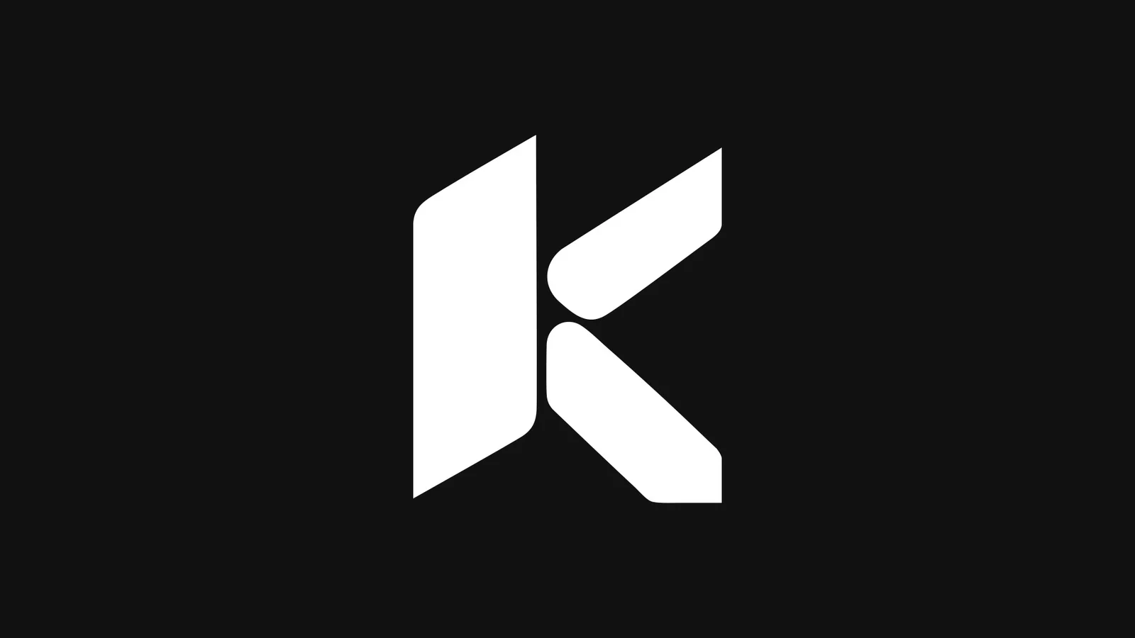 Logo Khroma blanc stylisé en forme de lettre "K" sur fond noir.